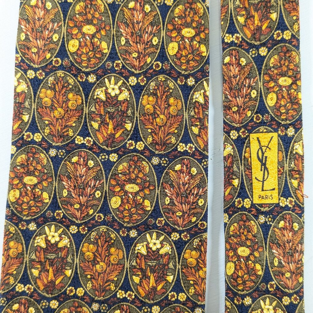 Vintage 100% silk YSL floral neck tie, maximalist designer gift for men